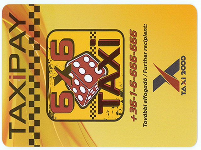 6X6 Taxi plasztik ügyfélkártya